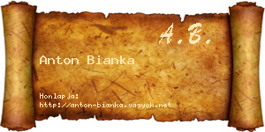 Anton Bianka névjegykártya